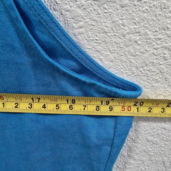 Michael Kors Womens Collar Halter Sleeveless Summer Top Blue Linen Size L - Picture 7 of 9